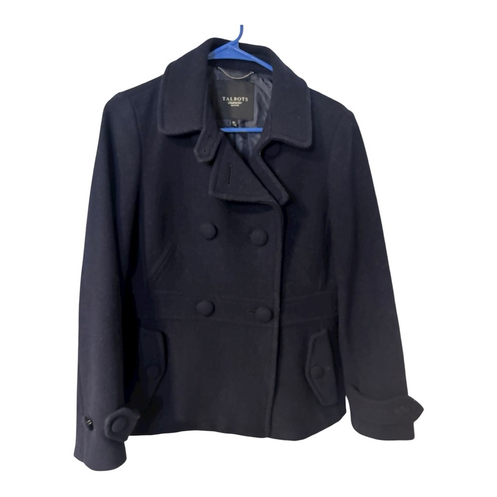 Talbots Y2K Double breasted Utility Grunge Women's Wool-blend Navy Peacoat Small